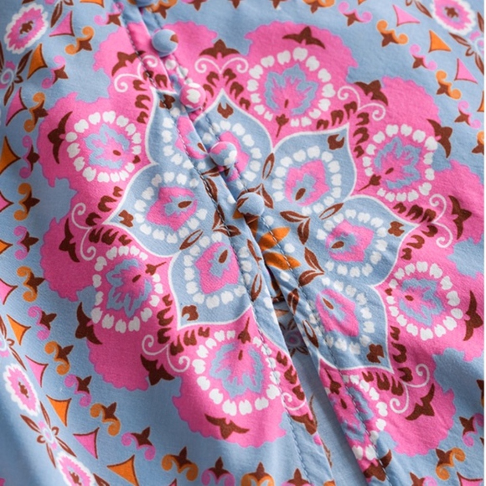 Boho Pandora Floral Mandala Maxi Slit Skirt Blue - Picture 4 of 6